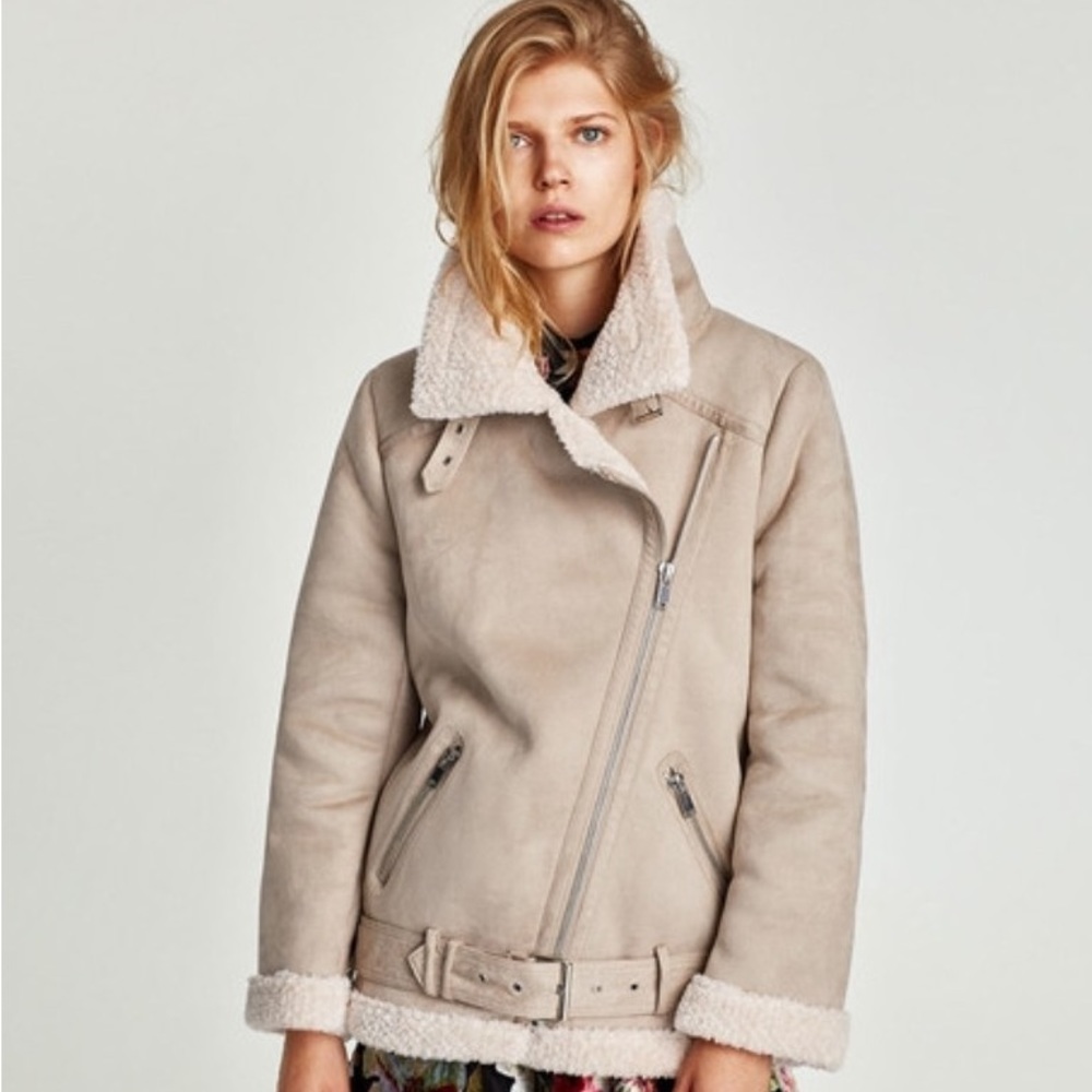 Zara Shearling Moto Jacket